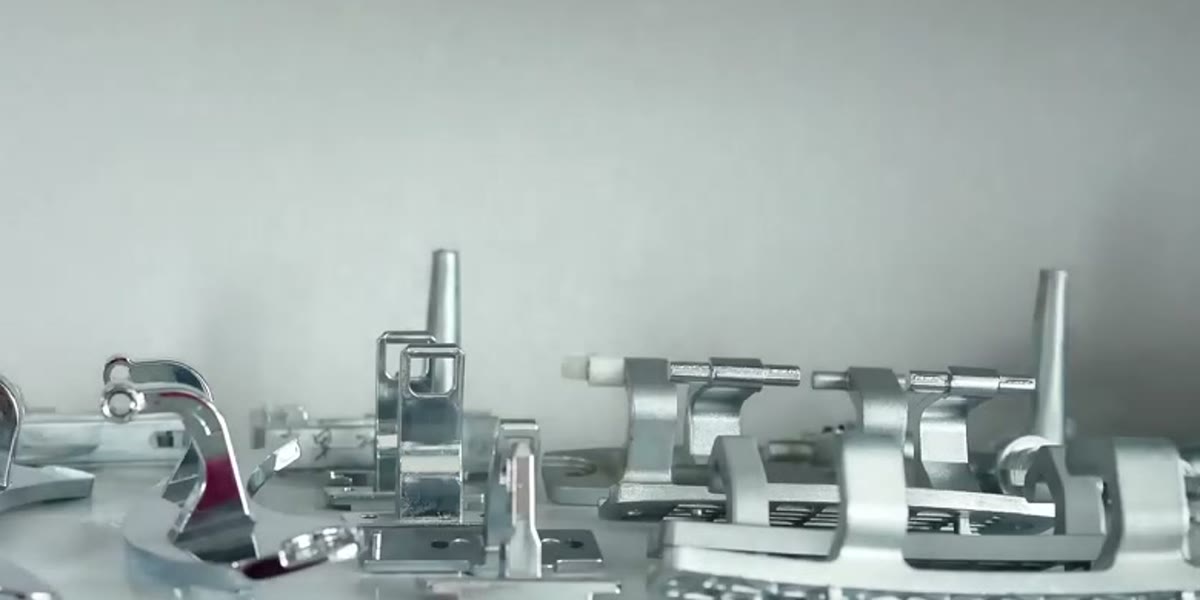 Collection of polished metal hardware components